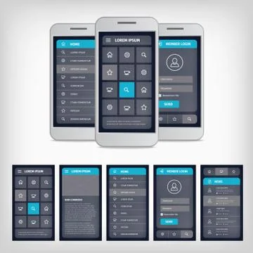 Vector blue mobile user interface Illustrazione stock
