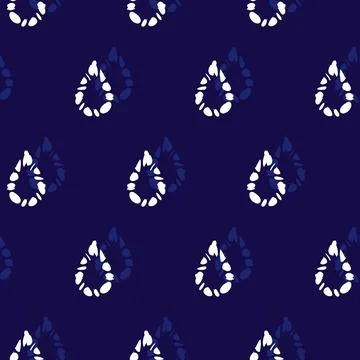 Vector blue monochrome simple rain drops polka dot seamless pattern. Suitab.. Illustrazione stock