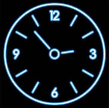 Vector blue neon clock Stock Illustration