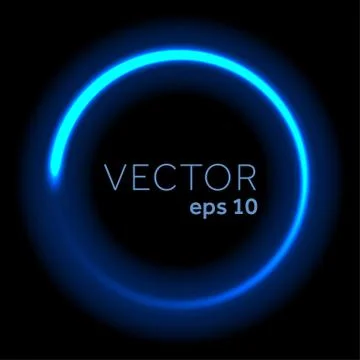 Vector blue neon glittering circle. 库存插图