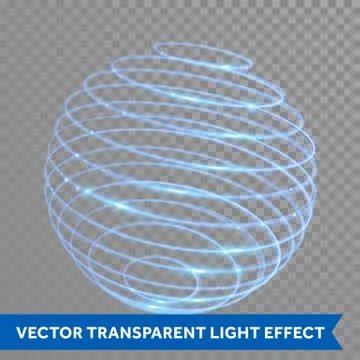 Vector blue neon sphere circles light train effect Stock Illustration