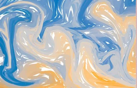 Vector Blue orange marble abstract background. Liquid marble pattern. Trendy  Illustrazione stock