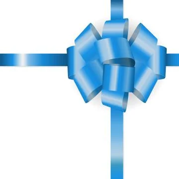Vector blue plastic glossy ribbon bow isolated on white background 스톡 일러스트
