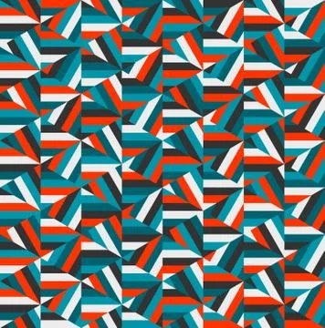 Vector Blue Red Triangle Random Stripes Geometric Pattern Stock Illustration