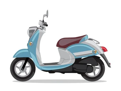 Vector blue retro scooter, flat style side view. Stock Illustration