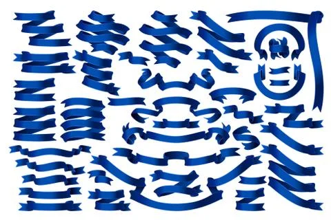 Vector blue ribbon big set Stock Illustration