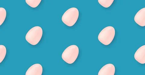 Vector blue seamless background with flat lay eggs. Happy easter seamless 스톡 일러스트