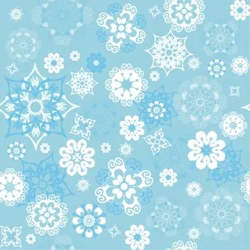 Vector blue seamless background with snowflakes Stock Illustration