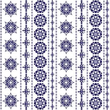 Vector blue seamless background with vertical ornament snowflakes Stock Illustration