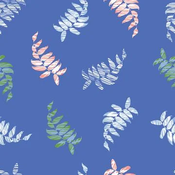 Vector blue seamless pattern with leaves. Suitable for textile, gift wrap and Stock Illustration