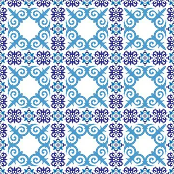 Vector blue seamless pattern national ornament. Ethnic pattern  Illustrazione stock