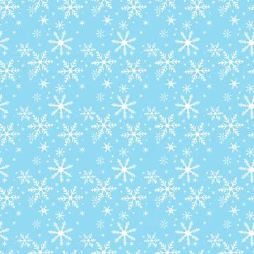 Vector Blue seamless snowflake pattern on white backround Stock Illustration