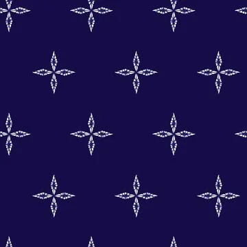 Vector blue shibori simple abstract cross seamless pattern. Suitable for te.. Stock Illustration
