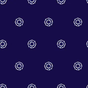 Vector blue shibori simple round polka dot seamless pattern. Suitable for tex Stock Illustration