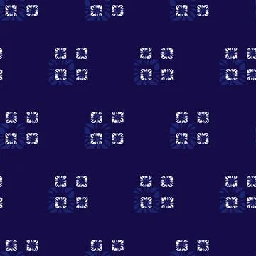 Vector blue shibori simple rows of tiny four squares seamless pattern. Suit.. Stock Illustration