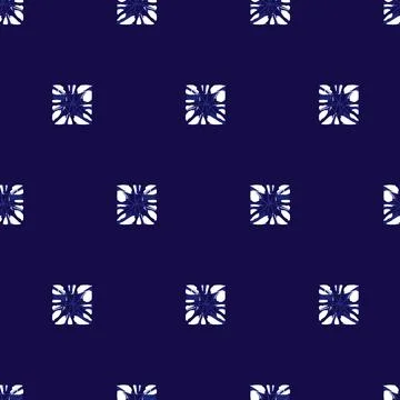 Vector blue shibori simple square polka dot seamless pattern. Suitable for te Stock Illustration