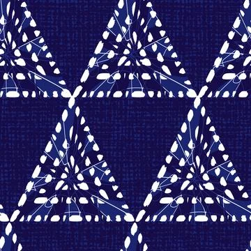 Vector blue shibori triangle abstract seamless pattern. Suitable for textile, Stock Illustration