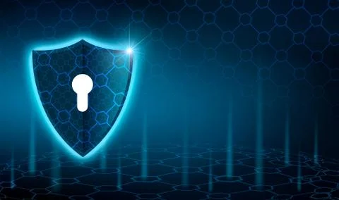 Vector blue shield Business concept of data protection Blue shield  blue back Stock Illustration