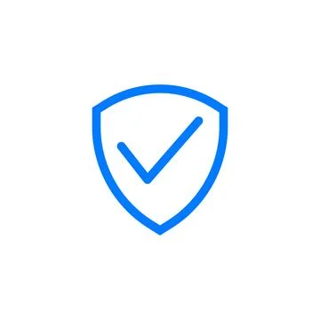 Vector Blue Shield with Checkmark Icon for Verified Security and Trust Ilustração Stock