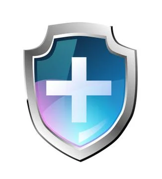 Vector blue shieldVector blue shield, realistic image, white cross Stock Illustration