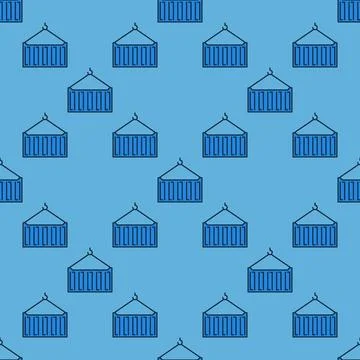 Vector Blue Shipping Container colored modern seamless pattern 스톡 일러스트