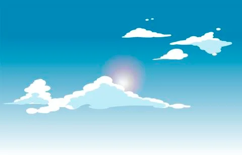 Vector blue sky clouds. Anime clean style. Background design Stock Illustration