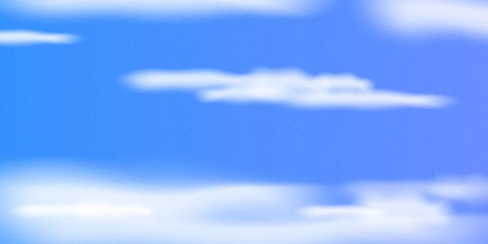 Vector Blue sky with soft white clouds and film grain texture. Abstract vector Stock Illustration