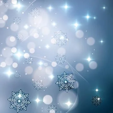 Vector blue snowflakes shining background Stock Illustration