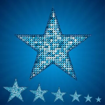 Vector blue star with elements of sequins. Stock Illustration