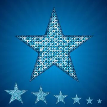 Vector blue star with elements of sequins. Stock Illustration