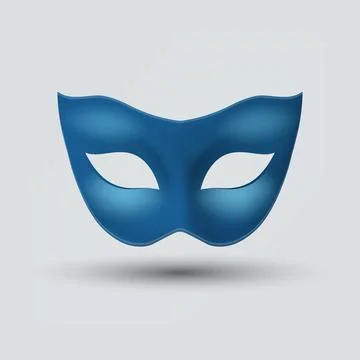 Vector Blue Super Hero Mask. Face Character, Superhero Comic Book Mask Closeup Stock Illustration