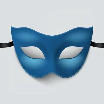 Vector Blue Super Hero Mask. Face Character, Superhero Comic Book Mask Closeup Stock Illustration