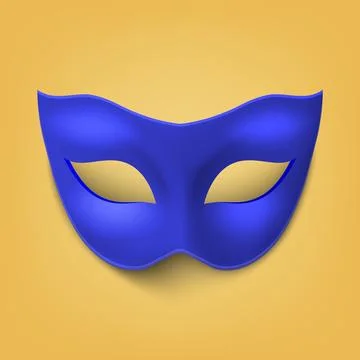 Vector Blue Super Hero Mask. Face Character, Superhero Comic Book Mask Closeup Stock Illustration