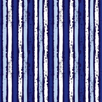 Vector blue vertical grunge brush striped repeat pattern with white background Stock Illustration