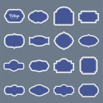 Vector blue vintage labels set. Frames for design Stock Illustration