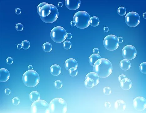 Vector blue wash bubble background. Soap bubble background liquid transparent Stock Illustration