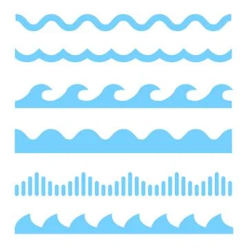Vector blue wave icons set Stock Illustration