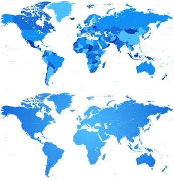 Vector Blue World Map Stock Illustration