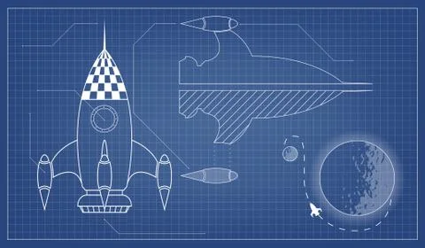 Vector blueprint of the spaceship Stock Illustration