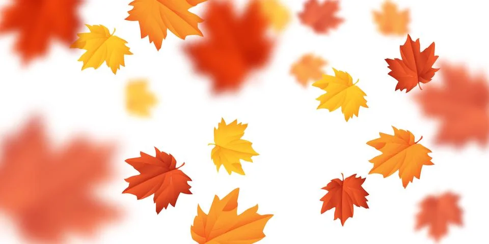 Vector blurred falling leaves with wind isolated in white background. Stock Illustration