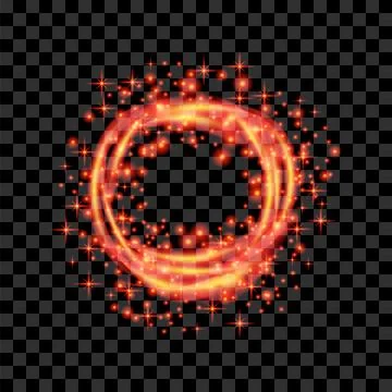 Vector Blurred Fire on Dark Background. Cartoon Flames. Bonfire Burst. Hot .. Illustrazione stock