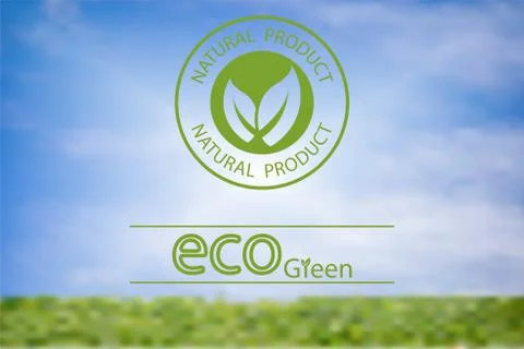 Vector blurred landscape design of green natural product logo ecology green l Stock Illustration