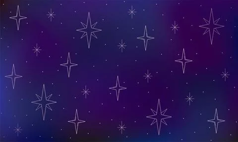Vector blurred wallpaper night starry sky. Line art and mesh in blue and purple Stock Illustration