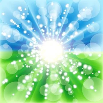 Vector blurry summer view with sunlight Stock Illustration