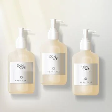 Vector Body Care / Wash Pump Boston Bottle in Pastel Tone Stock Illustration