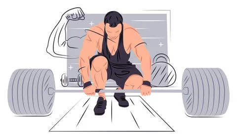 Vector bodybuilder in shadow of sharp lines style Stock Illustration
