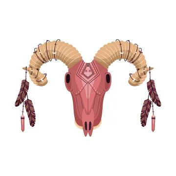 Vector boho animal skull. Mystical illustration in flat style Stock Illustration