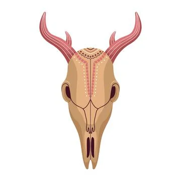 Vector boho animal skull. Mystical illustration in flat style Stock Illustration