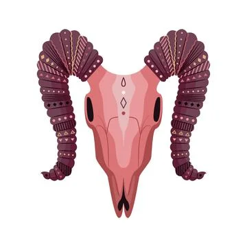 Vector boho animal skull. Mystical illustration in flat style Illustrazione stock