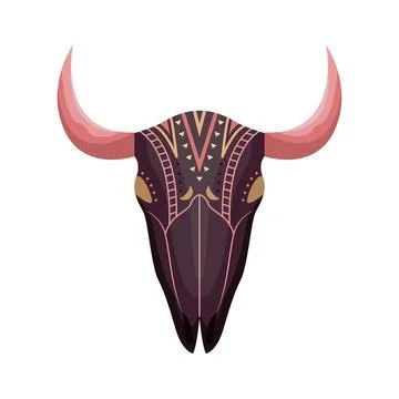 Vector boho animal skull. Mystical illustration in flat style Illustrazione stock